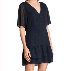 All Saints Marley Shimmer dress in Mystic Blue. US Size 4